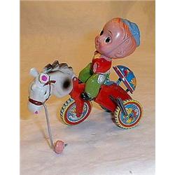 Bicycle with horse-head made of tin and plast