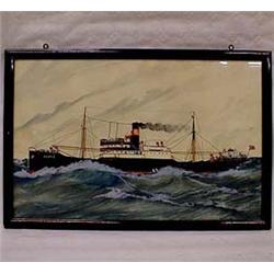 Portrait of steam boat, ship Gudrid under nor