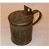 Image 1 : Tankard of tin with lid, ornate top, c. 1900.