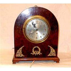 Electrified mantel clock in wooden case with