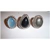 Image 1 : 3 CUSTOM MADE STERLING SILVER GEMSTONE LADIES RINGS, 40 GRAMS