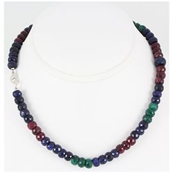 305.19ctw Natural Multi-Color Rondelles Necklace