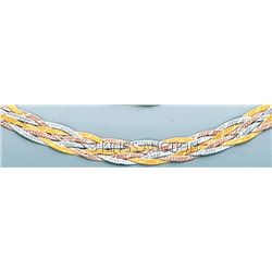 3 COLOR BRAIDED 18in. 9.6 grs 14kt 3tone Gold