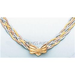3 COLOR BRAIDED 17in. 6.1 grs 14kt 3tone Gold