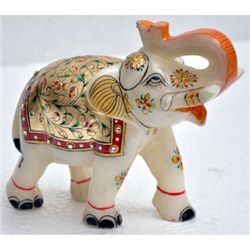 Marble UpTrunk Elephant w/ Gold Plated Design 5in.x6in.