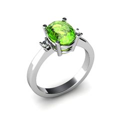 Peridot 2.00 ctw Diamond Ring 14kt White Gold