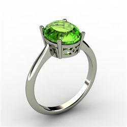 Peridot 2.50 ctw Ring 14kt White Gold