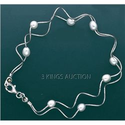 FANCY LIGHT NECKLACES 71/4in. 5 grs 14kt W Gold w/desig