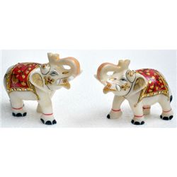 Marble UpTrunk Elephant w/ Gold Plated Design 4in.x5in.