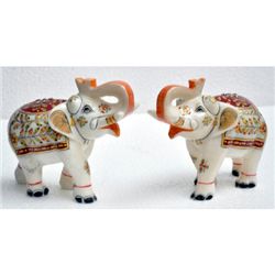 Marble UpTrunk Elephant w/ Gold Plated Design 5in.x6in.