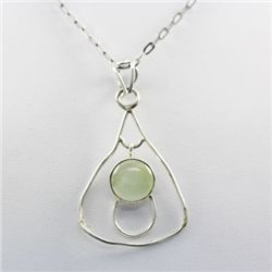 18.ctw Prehnite Silver Pendant