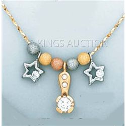 LIGHT FANCY-neckalce 17in. 4.5 grs 14kt 3tone Gold