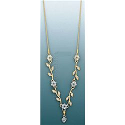 LIGHT FANCY-neckalce 17in. 8.6 grs 14kt 3tone Gold w/ d