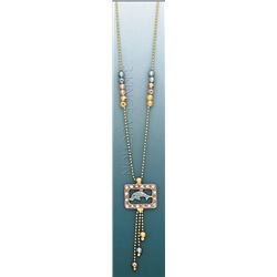LIGHT FANCY Necklace 17in. 4.5 grs 14kt 3tone Gold w/ d