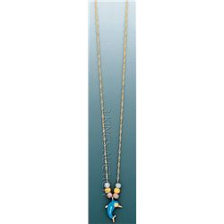 LIGHT FANCY Necklace 17in. 1.4 grs 14kt 3tone Gold w/ d