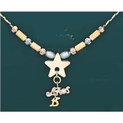 LIGHT FANCY-neckalce 17in. 6.2 grs 14kt 3tone Gold