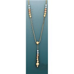 LIGHT FANCY Necklace 17in. 3.2 grs 14kt 3tone Gold