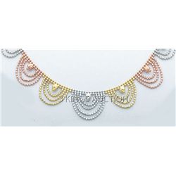 FANCY LIGHT BALL NECKLACES 17in. 5.7 grs 14kt 3tone Gol