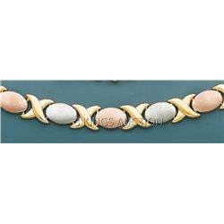 3 COLOR STAMPATO NECKLACE 17in. 25.4 grs 14kt 3tone Gol