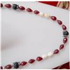 Image 1 : Natural 209.70 ctw Ruby/Sapphire Pearl Necklace 925 Ste