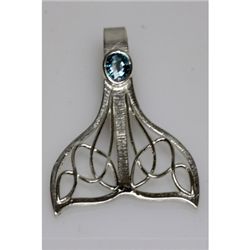 Alaska Whale Tail With Blue Topaz .925 Sterling 20.46ct