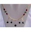 Image 1 : 189ct Ruby Saphire Emerald Pearl .925 Sterling Necklace
