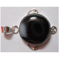 Natural 5.61g Black Onex Round .925 Sterling Pendant