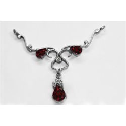 NATURAL 4.00g GARNET OVAL PENDANT .925 STERLING SILVER