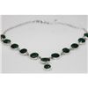 Image 1 : NATURAL 113.95 ctw.  EMERALD OVAL NECKLACE .925 ST