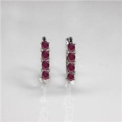 NATURAL 4.00 CTW RUBY EARRINGS .925 STERLING SILVER