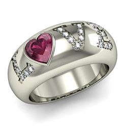 Genuine 0.74 ctw Ruby Diamond Ring 14k W/Y Gold