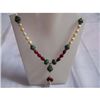 Image 1 : 280.0 ctw Emerald Ruby Pearl Necklace .925 Sterling
