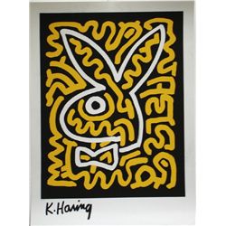 Keith Haring, Black & Yellow Bunny, Serigraph