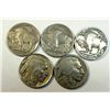 Image 1 : 5 pcs Smint Buffalo Nickels, 20S VG,23S F, 28S VFXF,1929S Abt XF,31S Sharp XF
