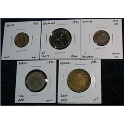 1132. (5) Coins from Belize, Bermuda, Bolivia & Brazil.