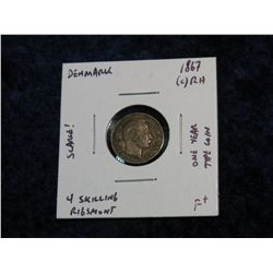 1145. 1867(c) RH Denmark Silver 4-Rigsmont Skilling. F+.