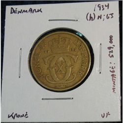 1150. 1934(h)n63 Denmark Krone. VF.