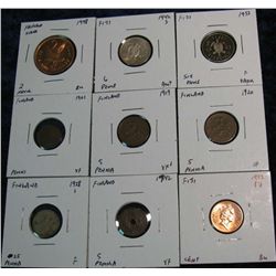 1160. (9) Coins from Falkland Islands, Fiji & Finland. Catalog $12.00