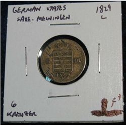 1178. Saxe-Miningen 1829C 6-Kreutzer. F+.