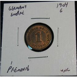 1179. Germany Empire 1904G Pfenning. Unc. Catalog $80.00