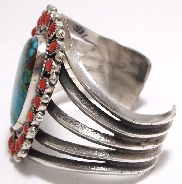 IT Bobby Platero Navajo Handmade Kingman Turquoise Hat Bracelet