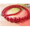 Image 1 : Pretty Red Jade Bead Necklace 17~  MWF1059