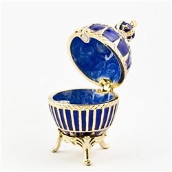 Blue Enamel Ribbed Faberge Egg