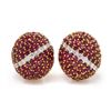 Image 1 : Pair of 18 Karat Yellow Gold Ruby and Diamond Bombe Ea