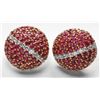 Image 2 : Pair of 18 Karat Yellow Gold Ruby and Diamond Bombe Ea