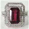 Image 1 : An 14K White Gold Rubelite and Diamond Ring