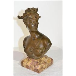 GT0424120237 FRENCH BRONZE BUST OF DIANA SIGNED A. CARR