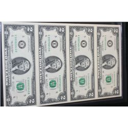 2003-A US Federal Reserve Note $2; Richmond VA Reserve; Lot of 4; Uncut Bills In World Reserve Monet