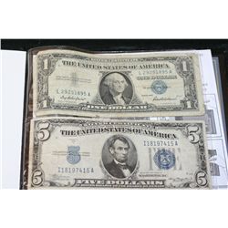 1957 US Silver Certificate $1; Blue Seal & 1934-A US Silver Certificate $5; Blue Seal; In World Rese