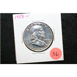 1958-D Ben Franklin Half Dollar